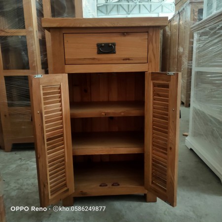 Rustic Oak : Tủ Giày Gỗ Sồi Lá Sách - W60cm 